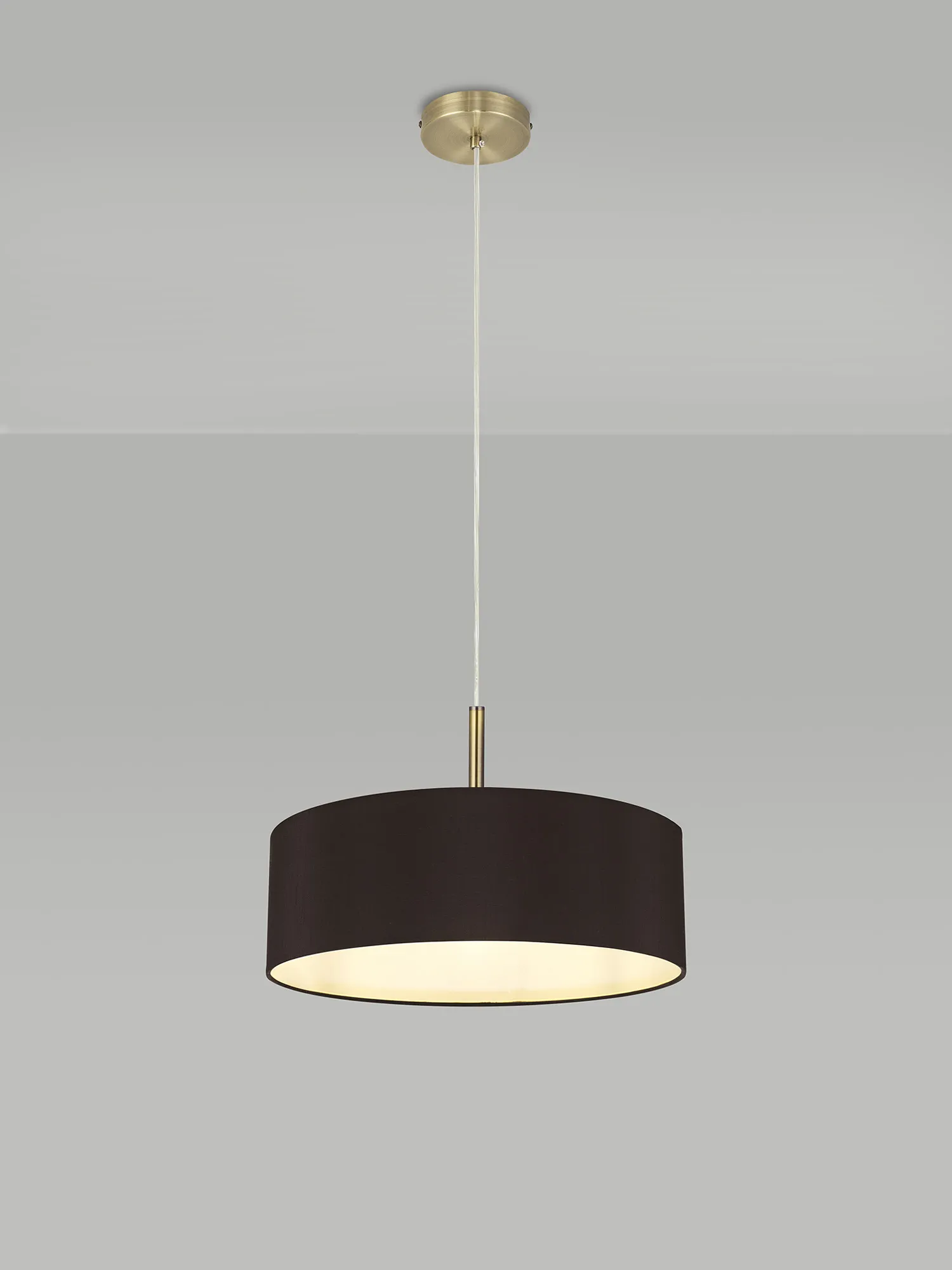 Baymont 45cm 3 Light Pendant Antique Brass, Black/White DK0707  Deco Baymont AB BL